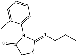 (Z)-2-(丙基亚氨基)-3-(邻甲苯基)噻唑烷-4-酮, 854107-53-2, 结构式