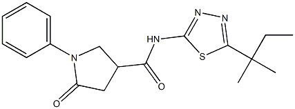 N-[5-(2-methylbutan-2-yl)-1,3,4-thiadiazol-2-yl]-5-oxo-1-phenylpyrrolidine-3-carboxamide Struktur
