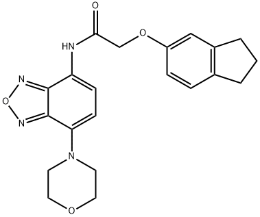 2-(2,3-dihydro-1H-inden-5-yloxy)-N-(4-morpholin-4-yl-2,1,3-benzoxadiazol-7-yl)acetamide Struktur