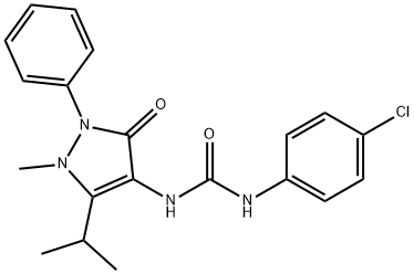 1-(4-クロロフェニル)-3-(5-イソプロピル-1-メチル-3-オキソ-2-フェニル-2,3-ジヒドロ-1H-ピラゾール-4-イル)尿素 化学構造式