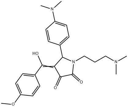 (4E)-5-[4-(dimethylamino)phenyl]-1-[3-(dimethylamino)propyl]-4-[hydroxy-(4-methoxyphenyl)methylidene]pyrrolidine-2,3-dione 化学構造式