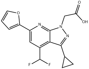 2-[3-Cyclopropyl-4-(difluoromethyl)-6-(2-furyl)pyrazolo[3,4-b]pyridin-1-yl]acetic acid Struktur