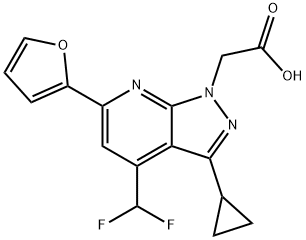 2-(3-环丙基-4-(二氟甲基)-6-(呋喃-2-基)-1H-吡唑并[3,4-B]吡啶-1-基)乙酸 结构式