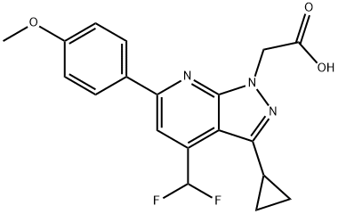 2-[3-Cyclopropyl-4-(difluoromethyl)-6-(4-methoxyphenyl)pyrazolo[3,4-b]pyridin-1-yl]acetic acid Struktur