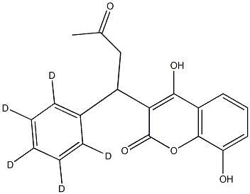 4,8-dihydroxy-3-[3-oxo-1-(2,3,4,5,6-pentadeuteriophenyl)butyl]chromen-2-one Struktur