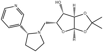 (3aR,5R,6S,6aR)-2,2-dimethyl-5-{[(2R)-2-(pyridin-3-yl)pyrrolidin-1-yl]methyl}-tetrahydro-2H-furo[2,3-d][1,3]dioxol-6-ol, 957505-48-5, 结构式