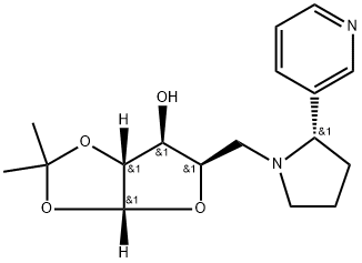 (3aR,5R,6S,6aR)-2,2-dimethyl-5-{[(2S)-2-(pyridin-3-yl)pyrrolidin-1-yl]methyl}-tetrahydro-2H-furo[2,3-d][1,3]dioxol-6-ol, 957505-59-8, 结构式