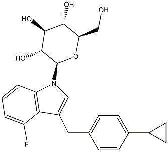 (2R,3R,4S,5S,6R)-2-[3-[(4-cyclopropylphenyl)methyl]-4-fluoroindol-1-yl]-6-(hydroxymethyl)oxane-3,4,5-triol Structure