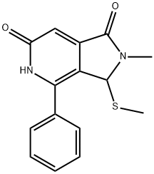 2-Methyl-3-methylsulfanyl-4-phenyl-3,5-dihydro-2H-pyrrolo[3,4-c]pyridine-1,6-dione 化学構造式