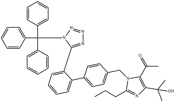 1-(4-(2-hydroxypropan-2-yl)-2-propyl-1-((2'-(1-trityl-1H-tetrazol-5-yl)-[1,1'-biphenyl]-4-yl)methyl)-1H-imidazol-5-yl)ethanone 化学構造式