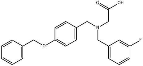 2-({[4-(benzyloxy)phenyl]methyl}[(3-fluorophenyl)methyl]amino)acetic acid Struktur