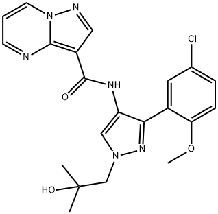 N-(3-(5-chloro-2-methoxyphenyl)-1-(2-hydroxy-2-methylpropyl)-1H-pyrazol-4-yl)pyrazolo[1,5- a]pyrimidine-3-carboxamide,1260162-56-8,结构式