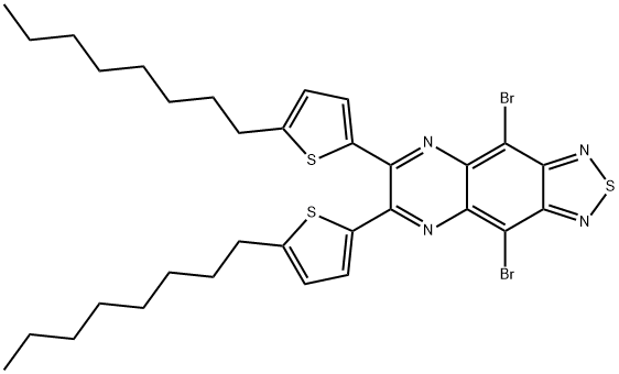 4,9-二溴-6,7-双(5-辛基噻吩-2-基)-[1,2,5]噻二唑[3,4-G]喹喔啉, 1268697-51-3, 结构式