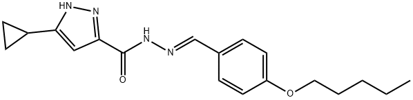 (E)-3-cyclopropyl-N-(4-(pentyloxy)benzylidene)-1H-pyrazole-5-carbohydrazide Struktur