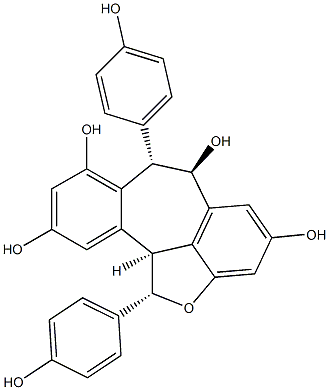 Benzo[6,7]cyclohepta[1,2,3-cd]benzofuran-4,6,8,10-tetrol,1,6,7,11b-tetrahydro-1,7-bis(4-hydroxyphenyl)-, (1S,6R,7S,11bS)-,130608-11-6,结构式
