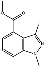 3-碘-1-甲基吲唑-4-羧酸甲酯, 1337882-04-8, 结构式