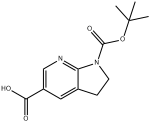 1-[(TERT-ブチルトキシ)カルボニル]-1H,2H,3H-ピロロ[2,3-B]ピリジン-5-カルボン酸 化学構造式