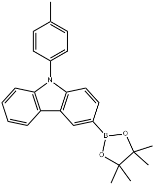 3-(4,4,5,5-テトラメチル-1,3,2-ジオキサボロラン-2-イル)-9-(p-トリル)-9H-カルバゾール 化学構造式
