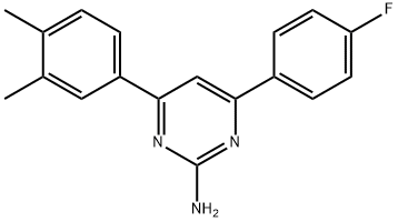 4-(3,4-ジメチルフェニル)-6-(4-フルオロフェニル)ピリミジン-2-アミン 化学構造式