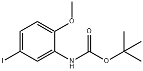 (5-碘-2-甲氧基苯基)氨基甲酸叔丁酯 结构式