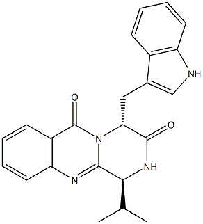 2H-Pyrazino[2,1-b]quinazoline-3,6(1H,4H)-dione,4-(1H-indol-3-ylmethyl)-1-(1-methylethyl)-, (1S,4R)- Structure