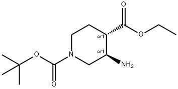 1-tert-butyl 4-ethyl trans-3-aminopiperidine-1,4-dicarboxylate Struktur