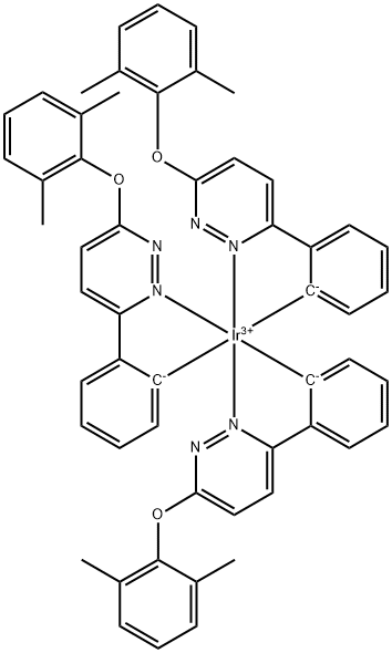 三[3-(2,6-二甲基苯氧基)-6-苯基哒嗪]铱(III) 结构式