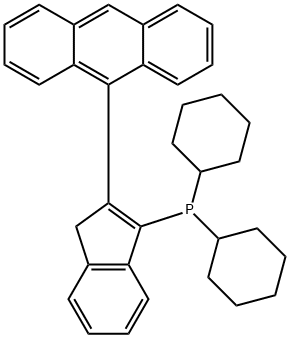 2-(9-アントリル)-1H-インデン-3-イルジシクロヘキシルホスフィン 化学構造式