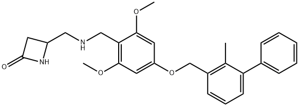4-(((2,6-dimethoxy-4-((2-methyl-[1,1'-biphenyl]-3-yl)methoxy)benzyl)amino)methyl)azetidin-2-one Structure