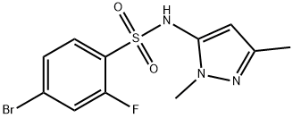 4-bromo-N-(1,3-dimethyl-1H-pyrazol-5-yl)-2-fluorobenzenesulfonamide 结构式