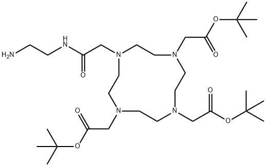1,4,7,10-Tetraazacyclododecane-1,4,7-triacetic acid, 10-[2-[(2-aminoethyl)amino]-2-oxoethyl]-,1,4,7-tris(1,1-dimethylethyl) ester Structure