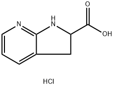 2,3-DIHYDRO-1H-PYRROLO[2,3-B]PYRIDINE-2-CARBOXYLIC ACID HYDROCHLORIDE, 1779413-71-6, 结构式