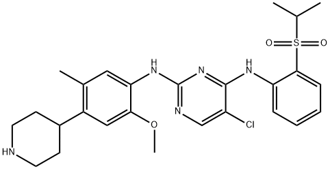 2,4-Pyrimidinediamine, 5-chloro-N2-[2-methoxy-5-methyl-4-(4-piperidinyl)phenyl]-N4-[2-[(1-methylethyl)sulfonyl]phenyl]- Structure