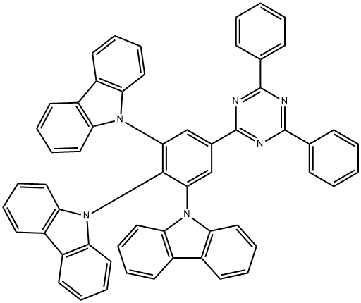 9-[2,3-双(9H-咔唑-9-基)- 5 -(二苯基-1,3,5-三嗪-2-基)苯基]-9H咔唑, 1808158-40-8, 结构式