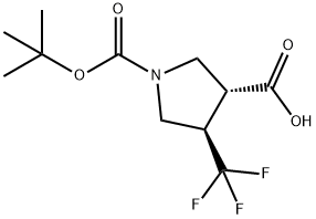 (3R,4R)-1-[(tert-butoxy)carbonyl]-4-(trifluoromethyl)pyrrolidine-3-carboxylic acid Struktur