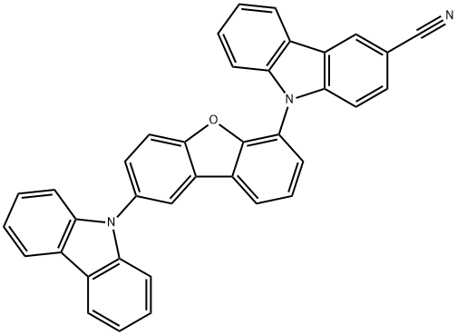 9H-Carbazole-3-carbonitrile, 9-[8-(9H-carbazol-9-yl)-4-dibenzofuranyl]- 结构式