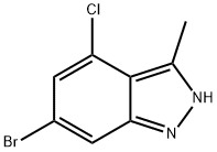 6-BROMO-4-CHLORO-3-METHYL-1H-INDAZOLE 结构式
