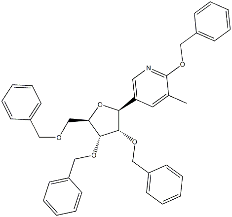5-(2,3,5-Tri-O-benzyl-beta-D-ribofuranosyl)-3-methyl-2-benzyloxypyridine Structure