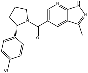 (S)-(2-(4-chlorophenyl)pyrrolidin-1-yl)(3-methyl-1H-pyrazolo[3,4-b]pyridin-5-yl)methanone Structure
