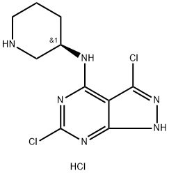 (3R)-N-{3,6-dichloro-1H-pyrazolo[3,4-d]pyrimidin-4-yl}piperidin-3-amine hydrochloride Structure