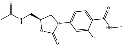 Benzamide, 4-[(5S)-5-[(acetylamino)methyl]-2-oxo-3-oxazolidinyl]-2-fluoro-N-methyl- Struktur