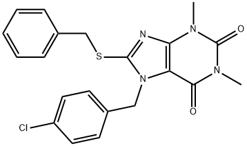 8-(benzylthio)-7-(4-chlorobenzyl)-1,3-dimethyl-3,7-dihydro-1H-purine-2,6-dione Struktur