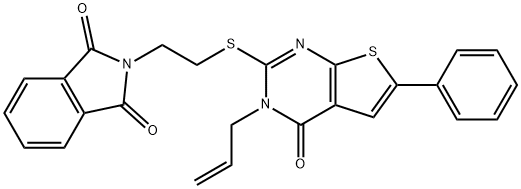 2-(2-((3-allyl-4-oxo-6-phenyl-3,4-dihydrothieno[2,3-d]pyrimidin-2-yl)thio)ethyl)isoindoline-1,3-dione Struktur