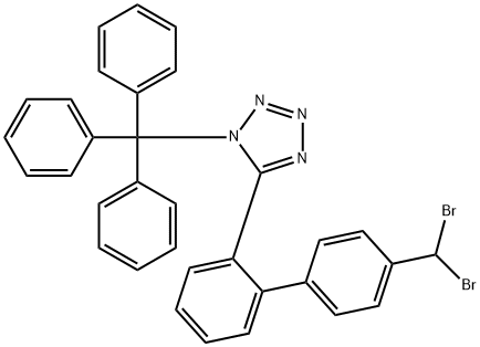 5-(4-(二溴甲基)-[1,1-二联苯]-2-基)-1-三苯甲基-1H-四唑, 358685-13-9, 结构式