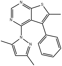 4-(3,5-dimethyl-1H-pyrazol-1-yl)-6-methyl-5-phenylthieno[2,3-d]pyrimidine Structure