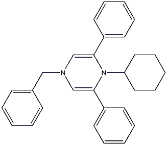 Pyrazine,1-cyclohexyl-1,4-dihydro-2,6-diphenyl-4-(phenylmethyl)- 结构式