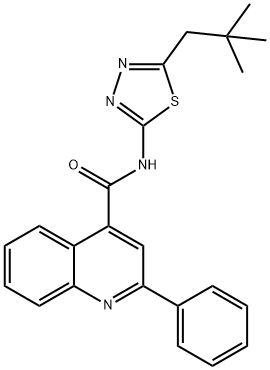 N-[5-(2,2-dimethylpropyl)-1,3,4-thiadiazol-2-yl]-2-phenylquinoline-4-carboxamide Struktur
