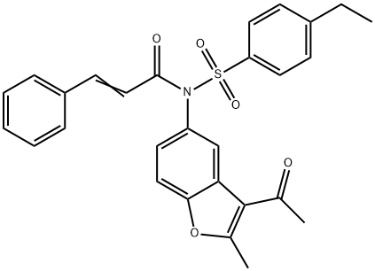 N-(3-acetyl-2-methylbenzofuran-5-yl)-N-((4-ethylphenyl)sulfonyl)cinnamamide Structure