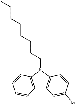3-ブロモ-9-n-オクチル-9H-カルバゾール 化学構造式