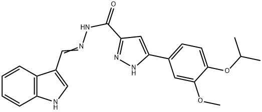 (E)-N-((1H-indol-3-yl)methylene)-3-(4-isopropoxy-3-methoxyphenyl)-1H-pyrazole-5-carbohydrazide Struktur